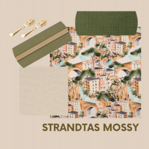 Pakket strandtas + etui zomer mossy