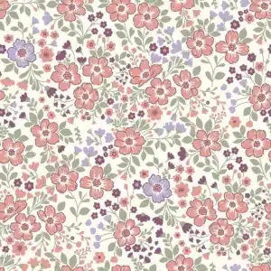 Van schie raamdecoratie & stoffen 2 Coupon 50cm poplin bloemen koraal/paars