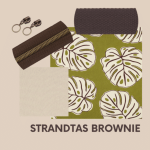 Pakket strandtas + etui bladeren brownie