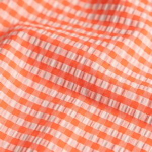 Coupon 75cm seersucker ruit perzik/aardbei