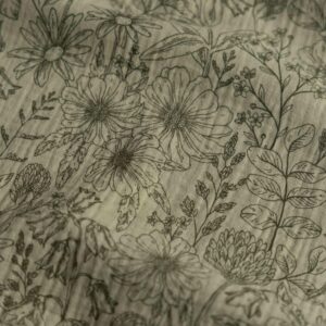 Coupon 100cm hydrofiel bloemen groen