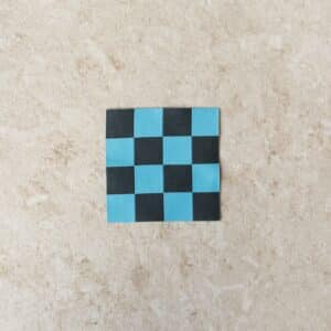 Van schie raamdecoratie & stoffen 1 Loop&label - checks blauw/antraciet - xxl label