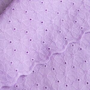 Van schie raamdecoratie & stoffen 5 Poplin broderie bloemen schulprand lila