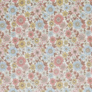 Coupon 70cm jersey digitaal voorjaarsbloemen offwhite