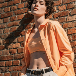 Fibre mood - poplin stone washed perzik