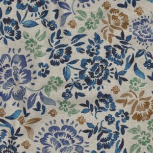 Canvas linnenlook digitaal bloemen blauw