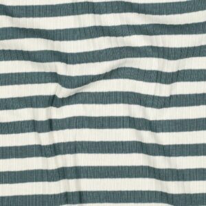 Rib jersey yarn dyed strepen petrol