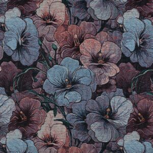 Van schie raamdecoratie & stoffen 10 Gobelin bloemen blauw