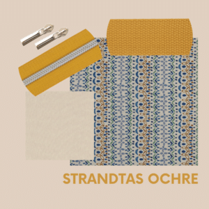 Van schie raamdecoratie & stoffen 8 Pakket strandtas + etui abstract ochre