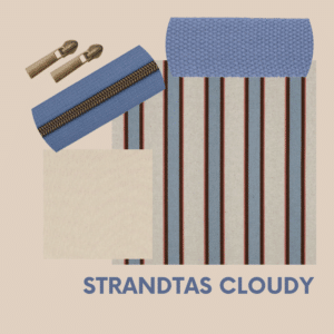 Pakket strandtas + etui strepen cloudy