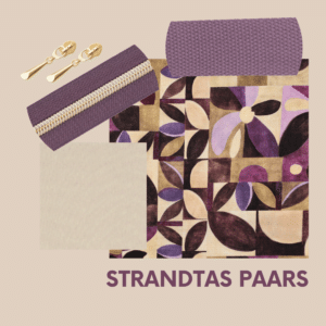 Van schie raamdecoratie & stoffen 7 Pakket strandtas + etui slub abstract paars