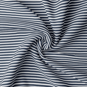 Jersey fijne strepen navy/wit