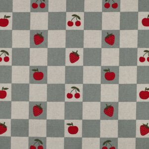 Coated canvas linnenlook ruit/fruit oudgroen