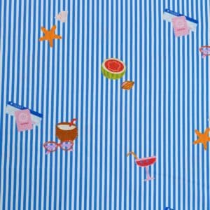 Poplin zomer strepen blauw