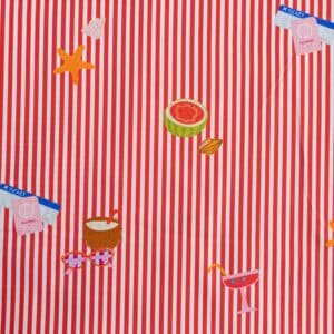 Van schie raamdecoratie & stoffen 12 Poplin zomer strepen rood