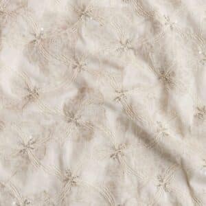 Van schie raamdecoratie & stoffen 1 Katoen | viscose | linnen geborduurde bloemen/pailletten beige
