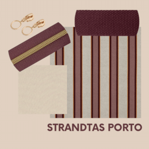 Pakket strandtas + etui strepen porto
