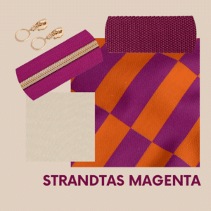 Pakket strandtas + etui checks magenta