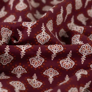 Katoenen voile bloemen cognac
