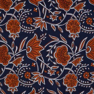 Van schie raamdecoratie & stoffen 5 Katoenen voile bloemen navy