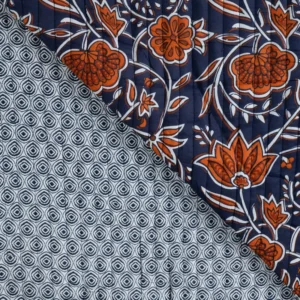 Stepped katoen bloemen navy