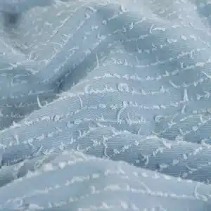 Van schie raamdecoratie & stoffen 12 Denim ruffle strepen licht jeansblauw