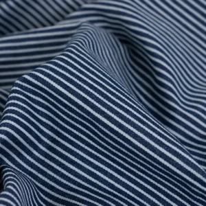 Denim jacquard stretch strepen donker jeansblauw